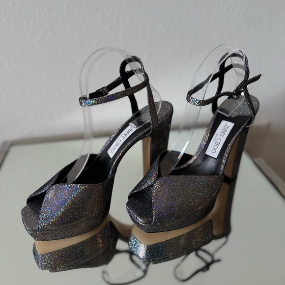 New JIMMY CHOO Sacaria Glitter Platform Sandal $925 40 - Picture 8 of 13